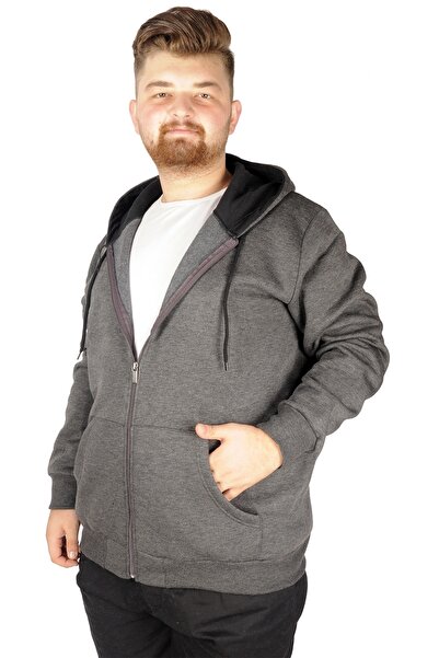 ModeXL Mode Xl Large Size Men's Sweat Zippered Basic 20543 Antramelange