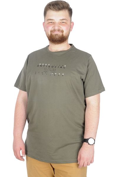ModeXL Mode Xl Μπλουζάκι μεγάλου μεγέθους Bis Collar Antisocial 22187 Χακί