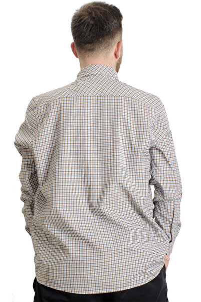 ModeXL Mode Xl Large Size Men's Shirt Plaid Long Sleeve 23300 Dark Brown