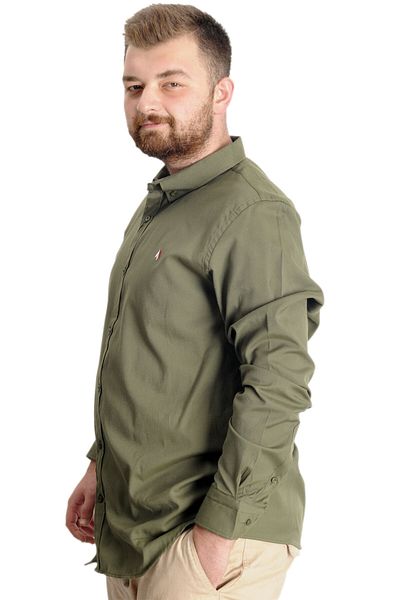 ModeXL Mode Xl Large Size Ανδρικό πουκάμισο U.Sleeve Tom Oxford 23303 Khaki