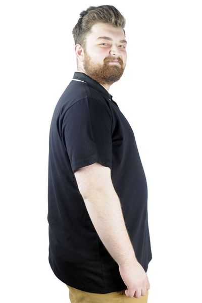 ModeXL Μπλουζάκι Mode Xl Μεγάλο Μέγεθος Polo Lycra με Μονή Τζέρσεϊ Τσέπη 21558 Μαύρο