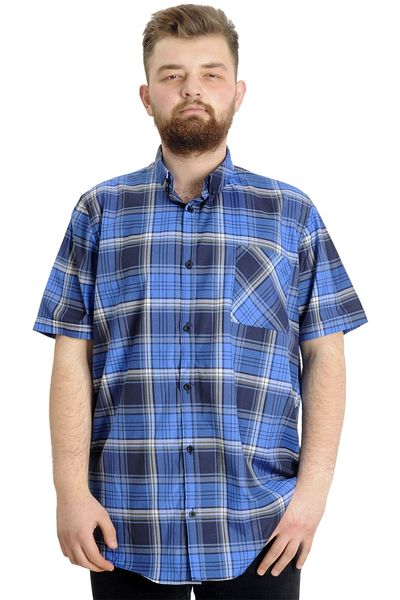 ModeXL Mode Xl Ανδρικό Πουκάμισο Καρό Κοντό μανίκι 23301 Χακί