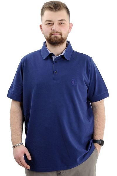 ModeXL Mode XL Oversize Ανδρικό μπλουζάκι πόλο με κέντημα με λαιμόκοψη Classic Pique 20553 Indigo