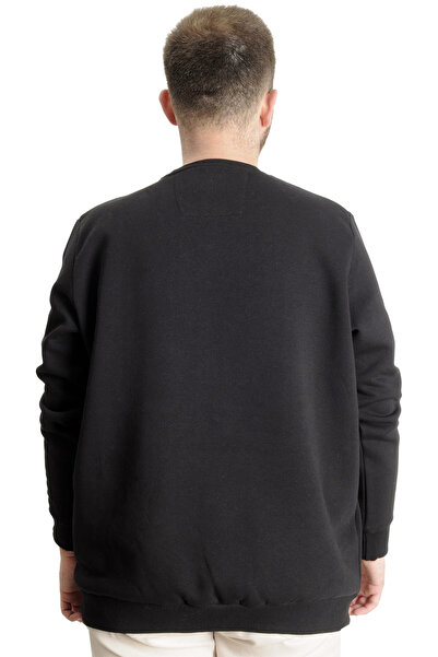 ModeXL Mode XL Large Size Men's Sweatshirt Crew Neck Man Official 23528 Black