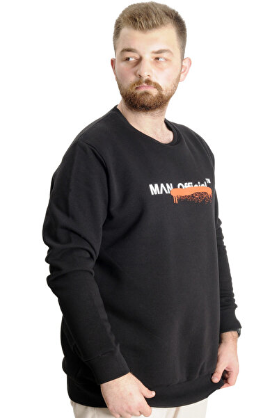 ModeXL Mode XL Large Size Men's Sweatshirt Crew Neck Man Official 23528 Black