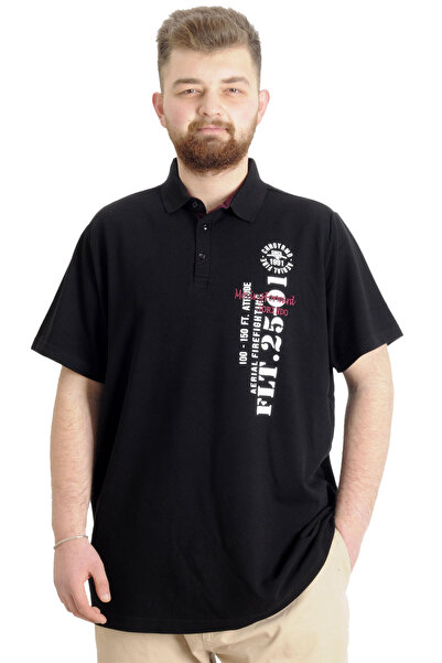 ModeXL Ανδρικό μπλουζάκι Mode Xl Plus Size Polo Piece Flt 23329 Μαύρο