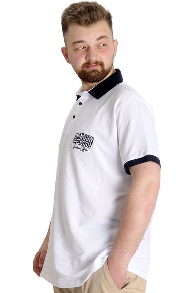 ModeXL Ανδρικό μπλουζάκι πόλο Mode Xl Plus Size London 23350 Λευκό