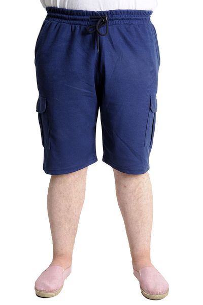 ModeXL Mode XL Ανδρικό σορτς μεγάλου μεγέθους τσέπη φορτίου WAFFLE 23500 Indigo