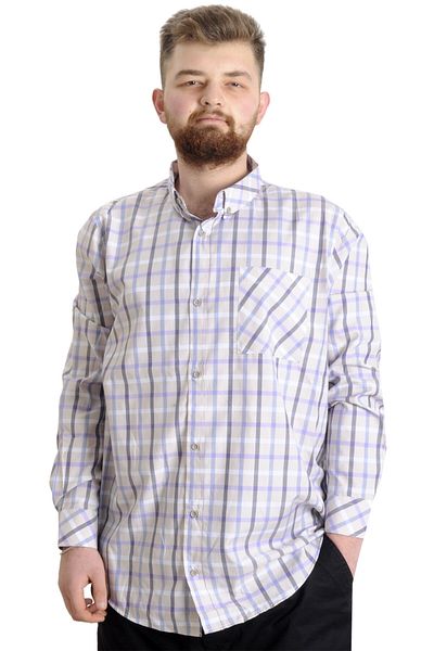 ModeXL Mode Xl Ανδρικό πουκάμισο μεγάλου μεγέθους καρό μακρυμάνικο 23300 Caramel