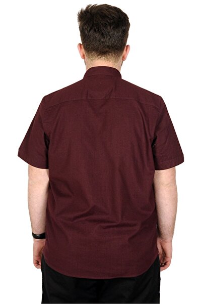 ModeXL Mode Xl Large Size Men's Short Sleeve High Collar 20387 Claret Red