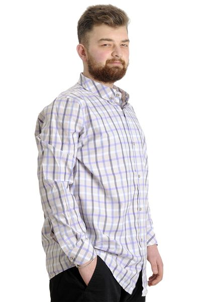 ModeXL Mode Xl Ανδρικό πουκάμισο μεγάλου μεγέθους καρό μακρυμάνικο 23300 Caramel