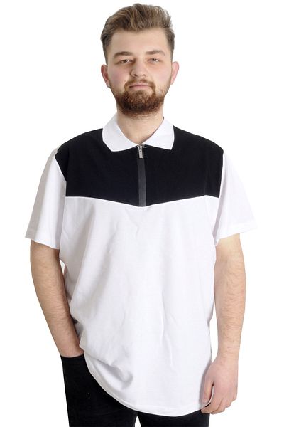 ModeXL Ανδρικό μπλουζάκι Mode Xl Plus Size Polo Fragmented 23325 Λευκό