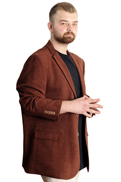 ModeXL Ανδρικό κλασικό μπουφάν Mode XL Plus Size Mono Collar 23025 Tan