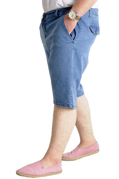 ModeXL Ανδρικό τζιν σορτς Ice Blue - Πλαϊνές τσέπες, Plus Size, New Arrma 23806