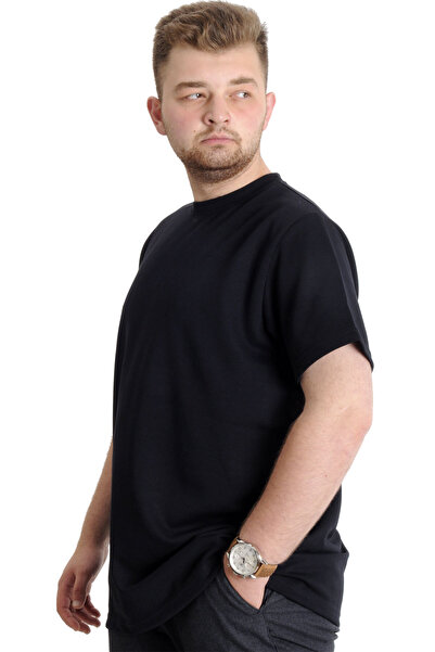 ModeXL Ανδρικό μπλουζάκι Mode XL Plus Size με λαιμόκοψη INTERLOK 23162 Σκούρο μπλε