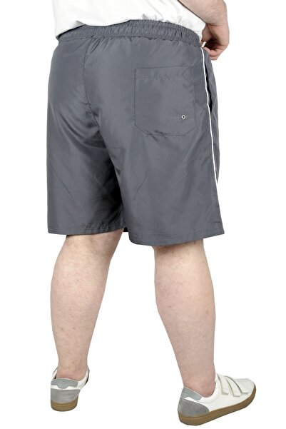 ModeXL Mode Xl Büyük Beden Erkek Deniz Şortu White Line 21451 Antrasit