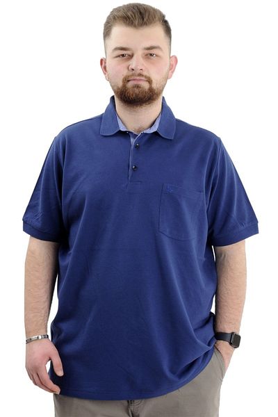 ModeXL Tricou supradimensionat pentru bărbați Mode Xl, buzunar cu gât polo, Classic Pike 20552 Indigo