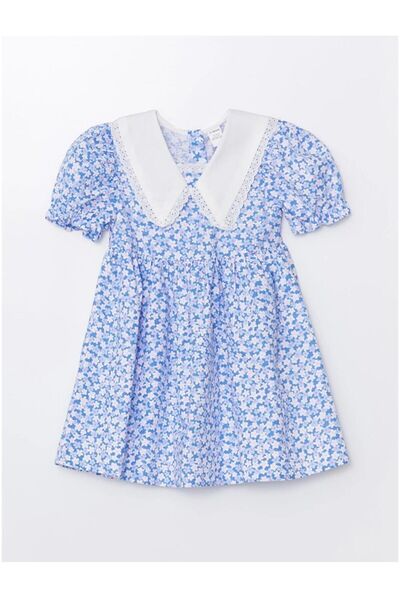 LC Waikiki LCW baby Bebe Yaka Kısa Kollu Çiçekli Kız Bebek Elbise