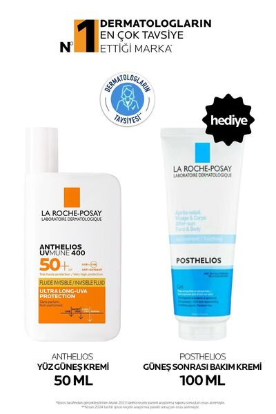 La Roche Posay Güneş Koruyucu Cilt Bakım Seti: Anthelios Uvmune Fluide Yüz Güneş Kremi 50ML&Posthelios 100ML