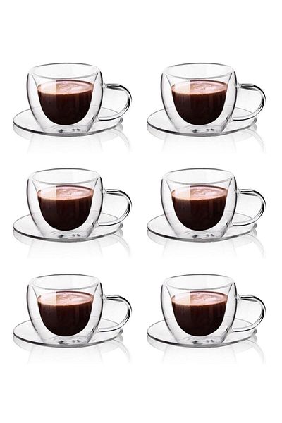 Perotti 10648 Double Walled 12 Piece Turkish Coffee Glass Cup Set