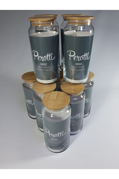 Perotti Glass Jar with Bamboo Lid 1300 Ml 12 Pieces