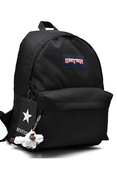 Bevitton Unisex Black School Backpack - Water Resistant, 360
