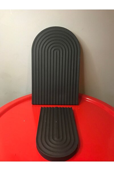 kaktüsbutik Home Decor Decorative Double Black Concrete Belt Tray Rainbow Pre...