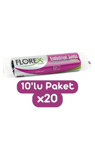 Florex Industrial Jumbo Size Garbage Bag 80x110 Cm 10 Pieces Roll Black 20 Rolls (200 Pieces 1 Box)