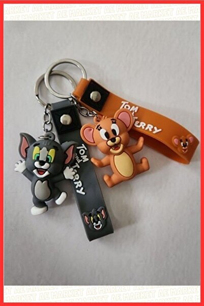 AE Market توم وجيري مجموعة ميدالية مفاتيح سيليكون مزدوجة توم وجيري