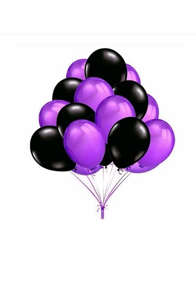 BalonEvi Black Purple Metallic Balloon 50 Pieces 12 Inch
