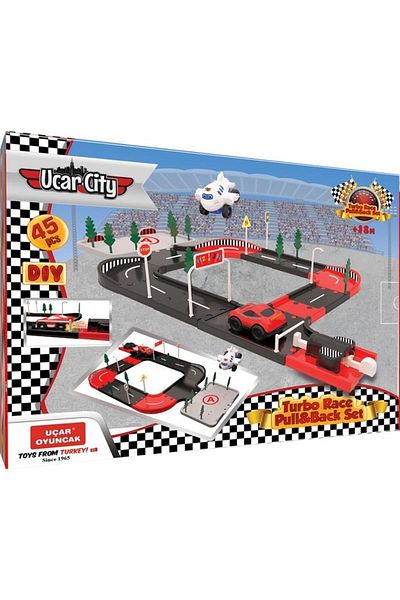 Uçar Oyuncak Uçar City Pull and Drop Car Garage and Race Track Play Set 45 Pieces