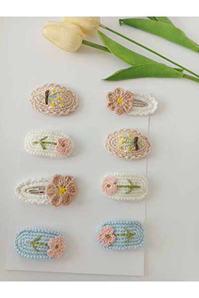 Kadın Girişimciler Atölyesi Πόρπη Λουλούδι Χειροποίητο Σετ με 8 Πολύχρωμες Πό...