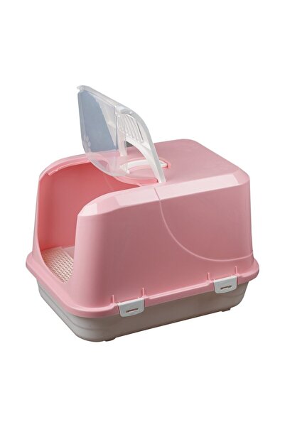 ÇINAR DİZAYN Çınar Xlarge Kedi Kapalı Tuvalet Kabı Kürekli Ve Paspaslı Pembe