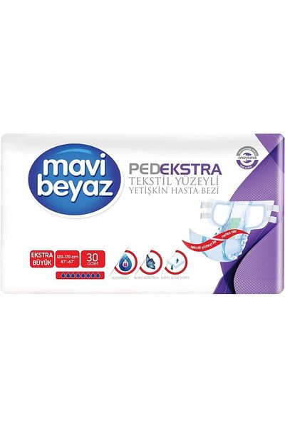 Mavi beyaz Pad Extra Textile Surface Adult Waistband Patient Diapers Xl Extra Large 30 Pieces