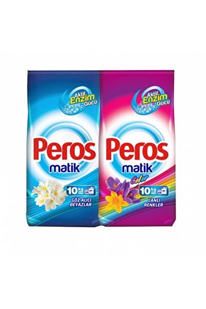 Peros Toz Çamaşır Deterjanı Göz Alıcı Beyazlar 10 Kg + Canlı Renkler 10 Kğ