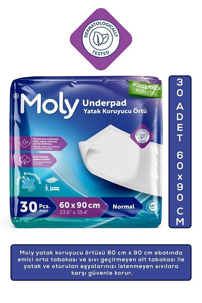 Moly 60X90 cm 30 Bed Protector Cover - Pee Pad Cat Dog