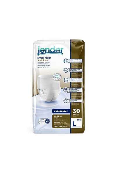 JENDER Emici Külot Large Büyük Boy Hasta Bezi 30'lu 2 Paket 60 Adet