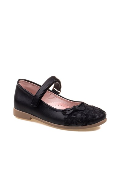 m2s Girl's Black Embroidered Ballerinas