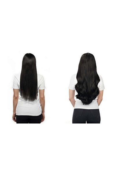 AKOLİFE Siyah YarımAy Çıtçıt Takma Saç Postiş Set + 2 Yan Çıt Çıt Postiş Saç ...