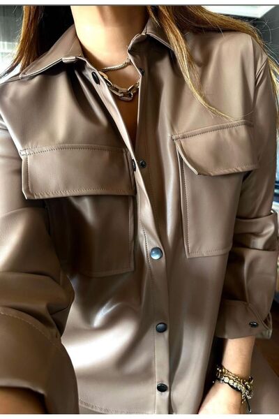 TANE TASARIM Leather Top and Bottom Stylish Set 024