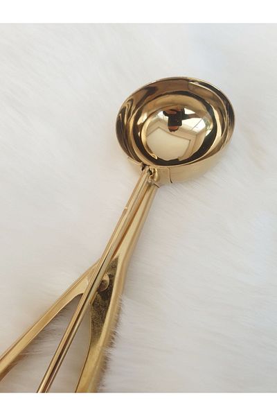 LOVYCO Gold Stainless Steel Cookie Halva Ice Cream Serving Presentation Spoon 22 Cm