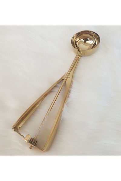 LOVYCO Gold Stainless Steel Cookie Halva Ice Cream Serving Presentation Spoon 22 Cm