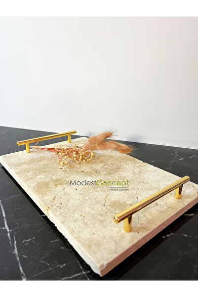 Modestmar Travertine Marble - Presentation and Engagement Tray, Gold 20x30
