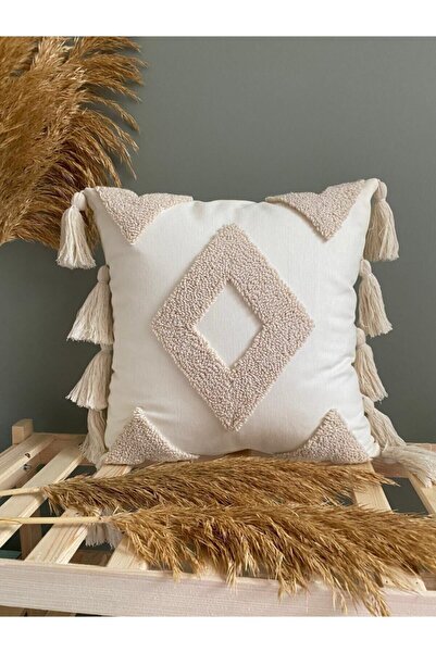 SAYMİNE وسادة رمي مطرزة (عباءة) هدية مزخرفة مصنوعة يدويًا غطاء وسادة مزخرف