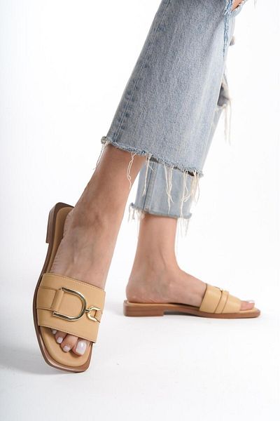 ERNİLA Genuine Leather Women's Slippers - Shoes