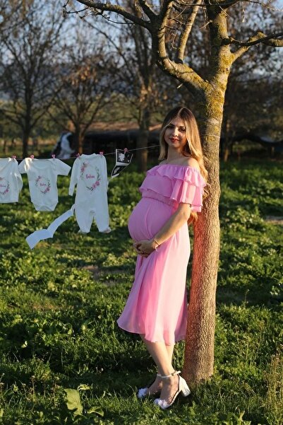 Bersi Butik Kadın Sarı Carmen Yaka Şifon Elbise