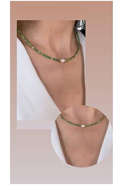 Serline Desing قلادة نسائية بتصميم من الحجر الطبيعي من اللؤلؤ الحقيقي المطرز ...