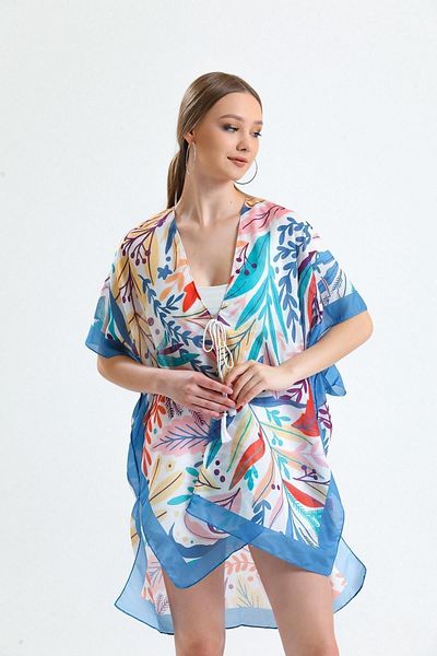 Saria Moda Blue Leaf Patterned Women's Pareo