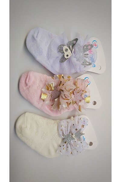 fındık bebe Süslü 3 Çift Kız bebek Çorap