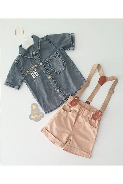 Donino Baby Baby Boy Set with Denim Shirt and Slopet